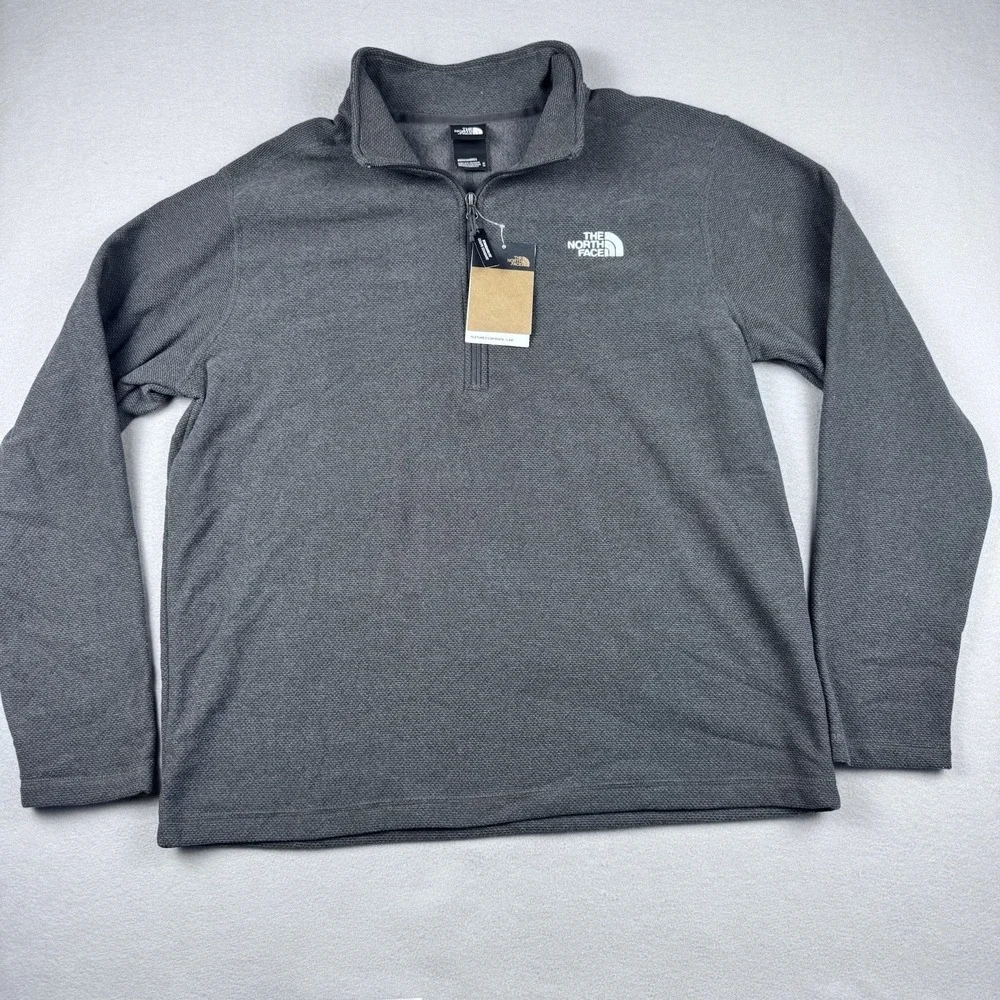 NWT The Northface Textured Cap Rock 1/4 Zip Pullover Men XL Gray Sweater Gorp